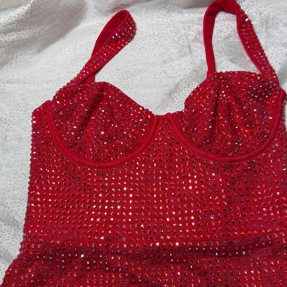 Oh Polly Red Sequin Bodycon Mini Dress for women. Size 4 - Picture 6 of 13